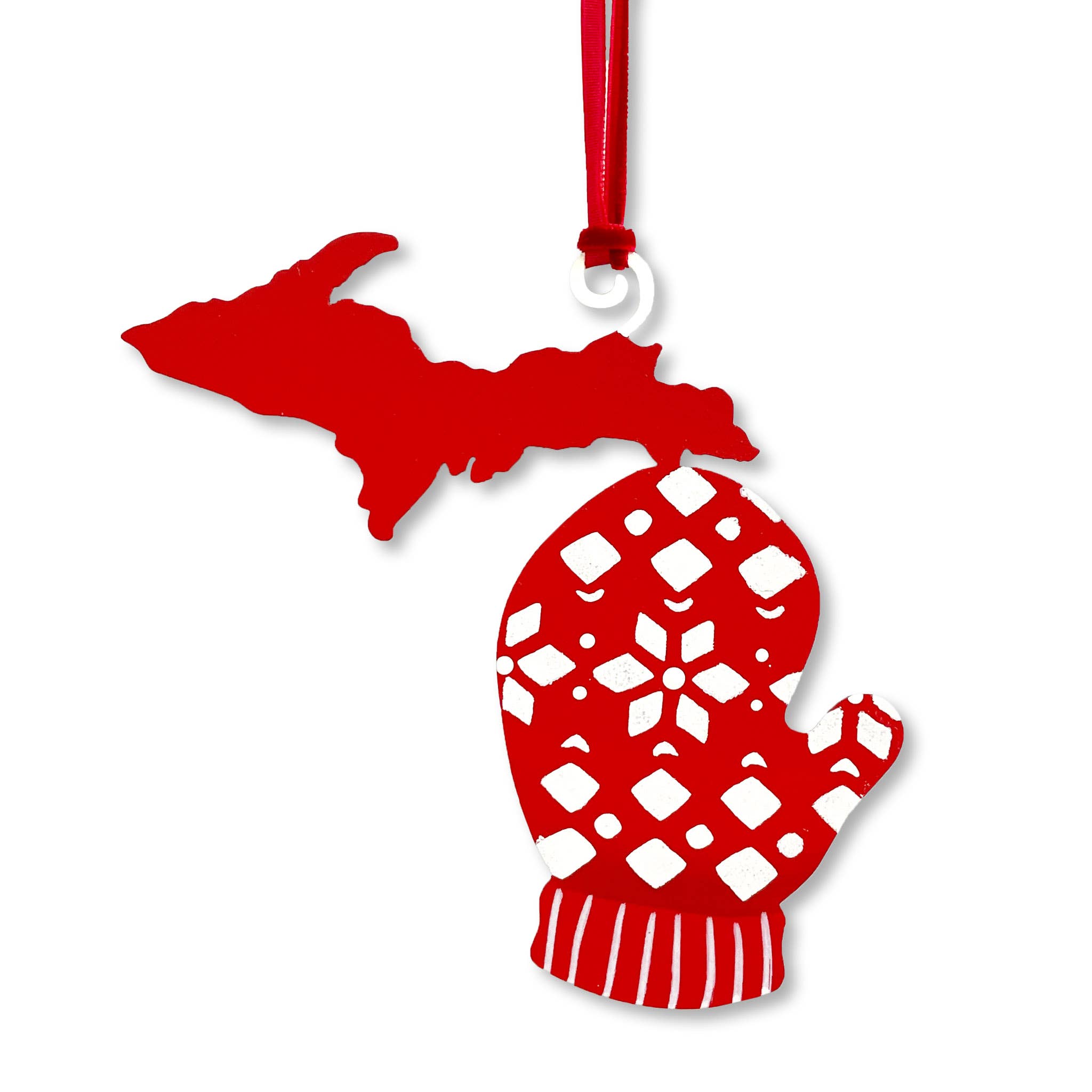 Red & White Michigan Ornament