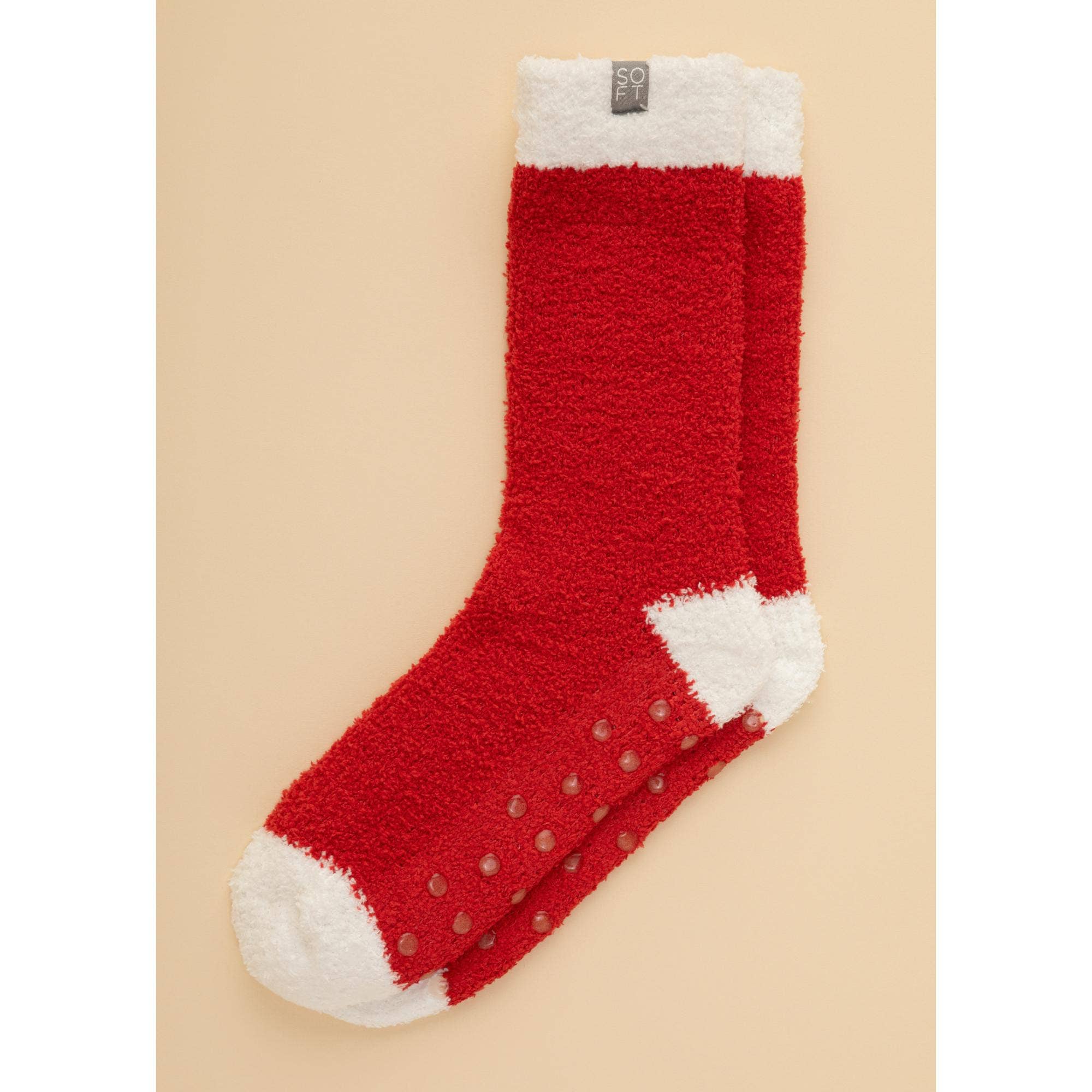 Cozy Marshmallow Crew Socks with Grippers for Women