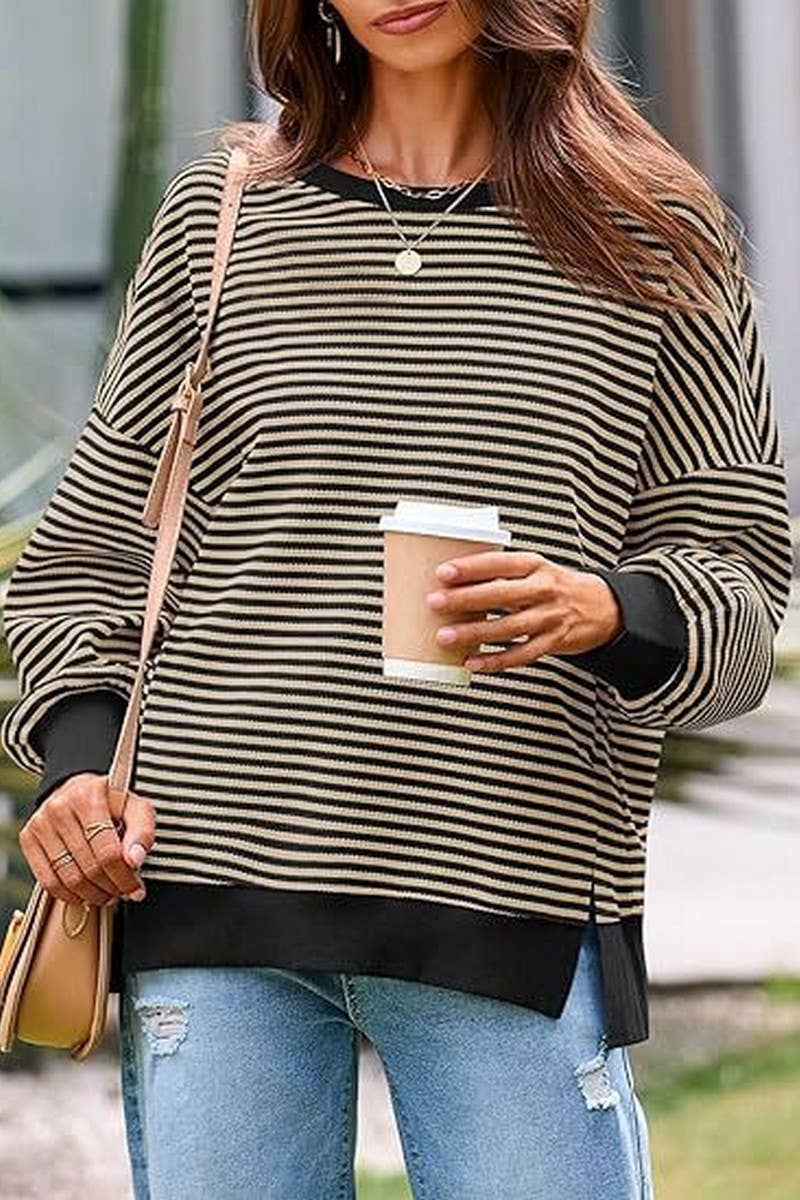 Sea Blue Striped Sweatshirt-XL
