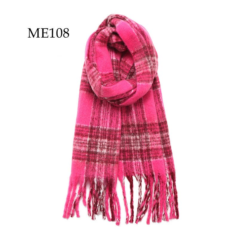 Pink Plaid Blanket Scarf