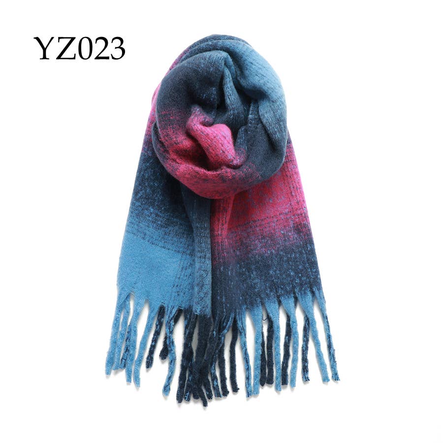 Navy Plaid Blanket Scarf