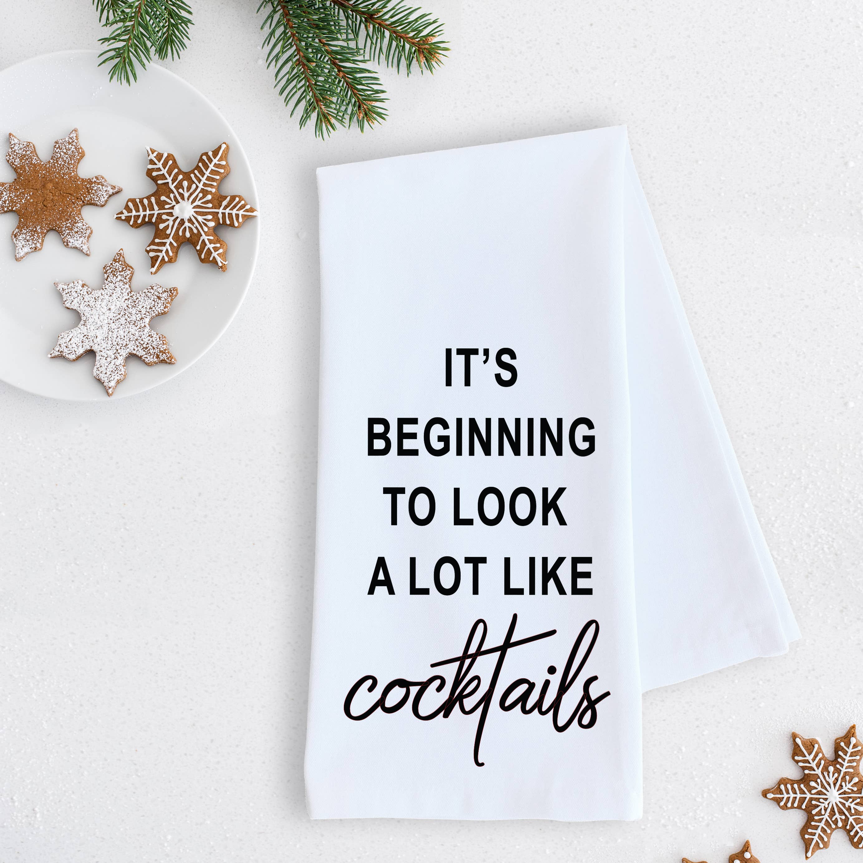It's Beginning To Look... Cocktails - Tea Towel - Christmas - RED