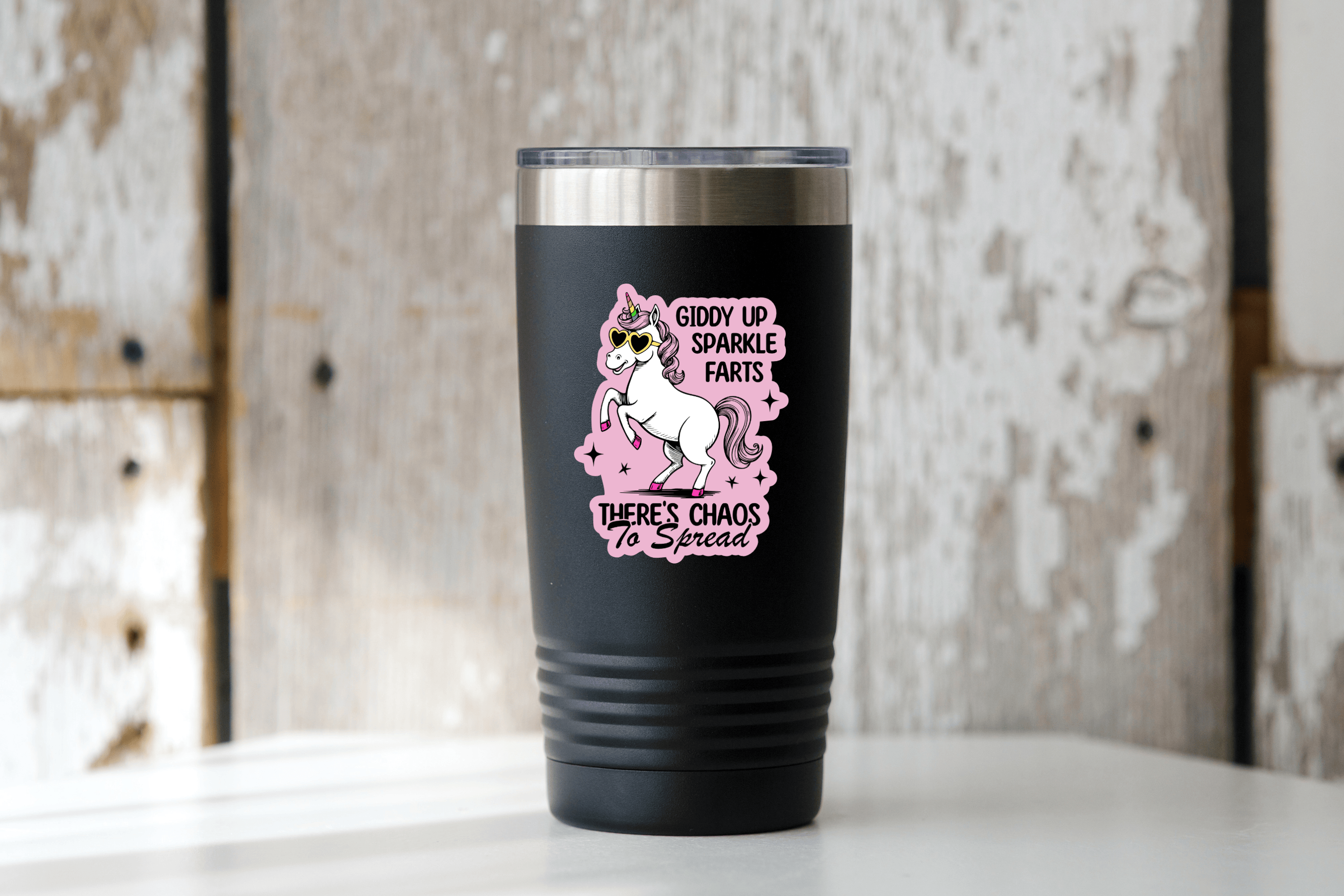 Giddy Up Sparkle Farts Sticker - unicorn, rainbow, cute