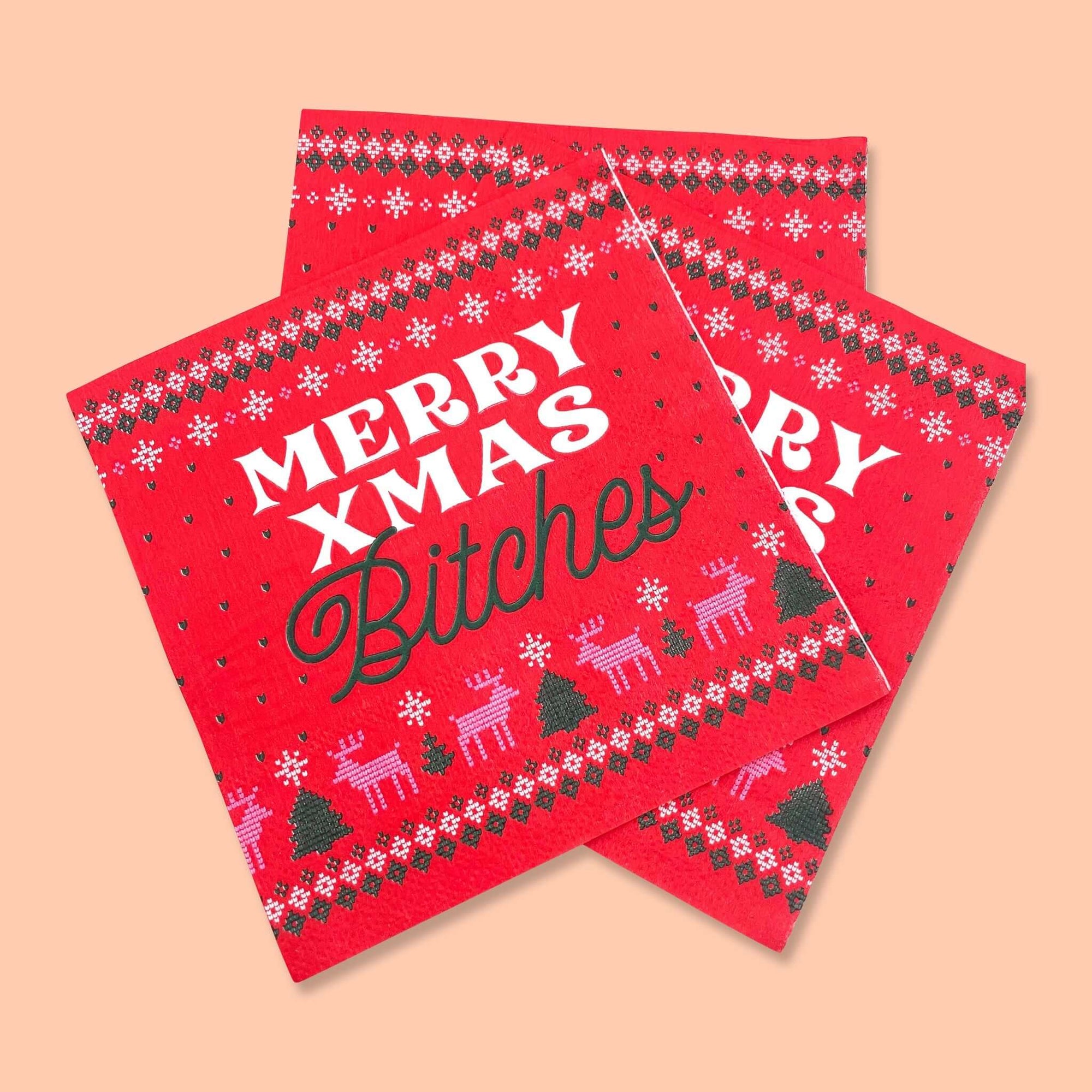 Merry Xmas B*tches Cocktail Napkin