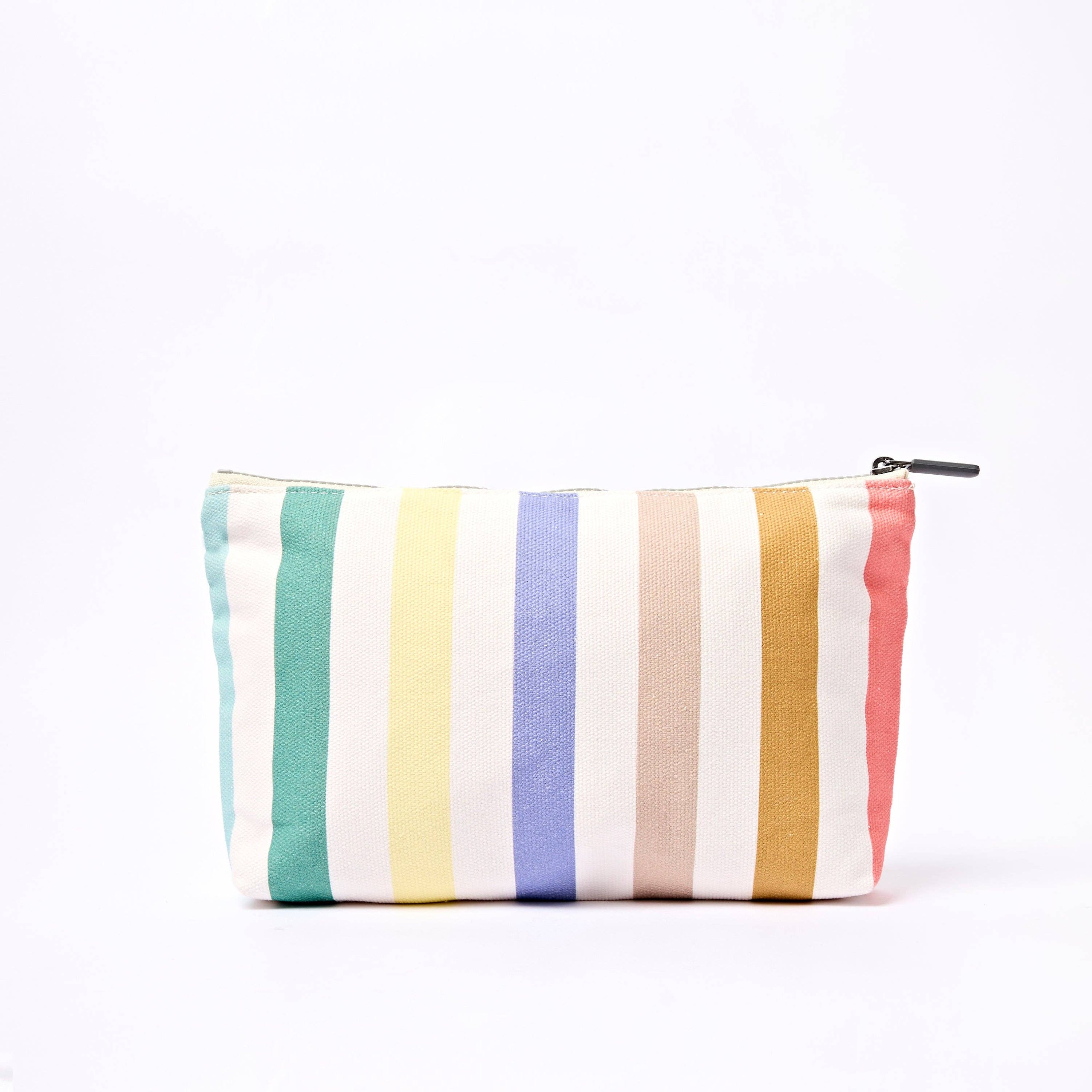 Maida Vale Medium Pouch in Pastel Multi Stripe Cotton Canvas