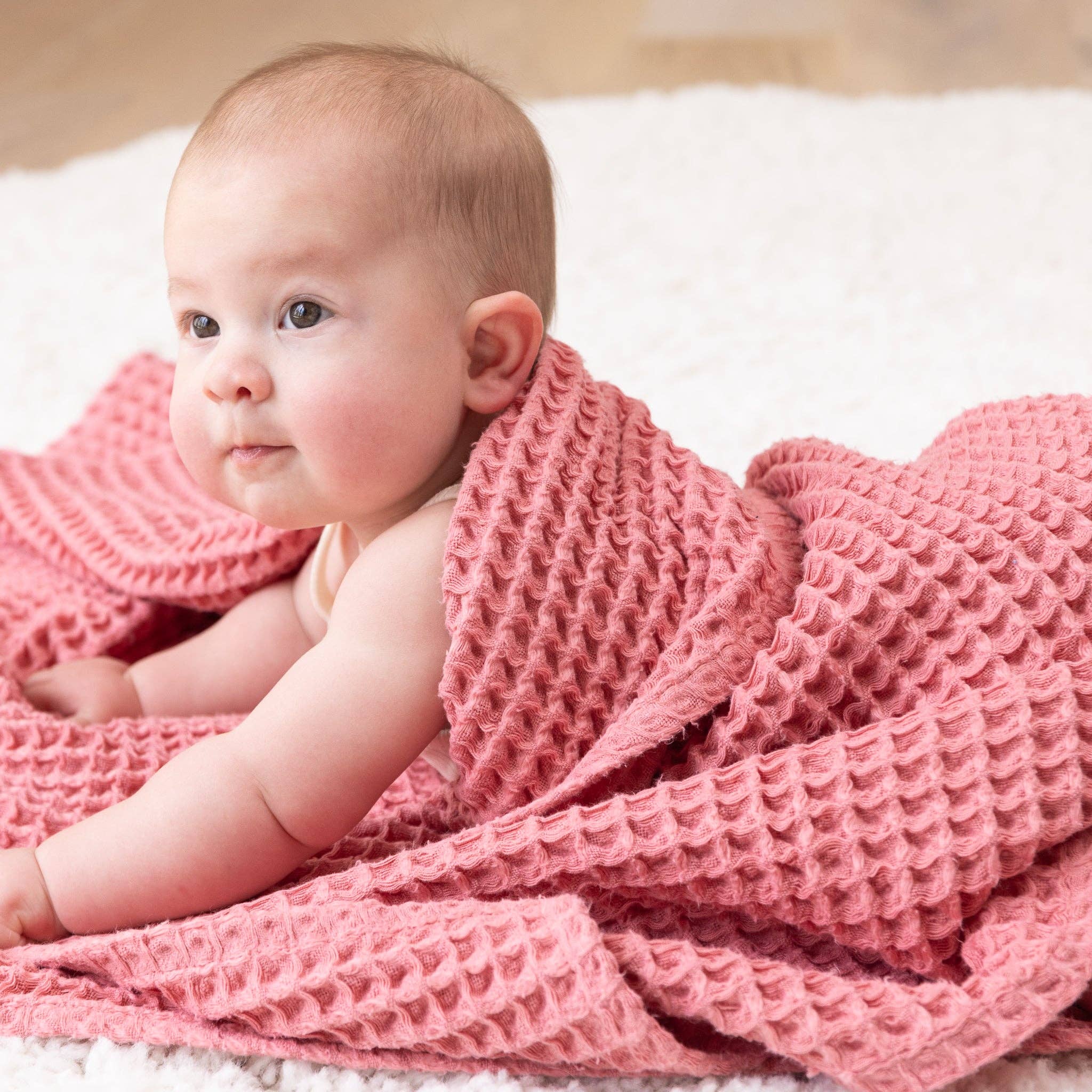 Waffle Baby Blanket Watermelon - Pink