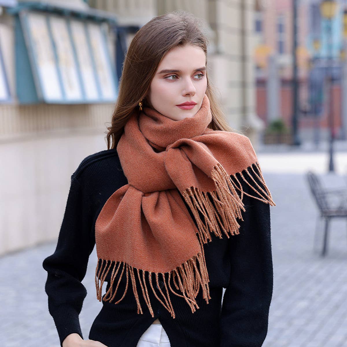 Mustard Soft Faux Cashmere with Tassels