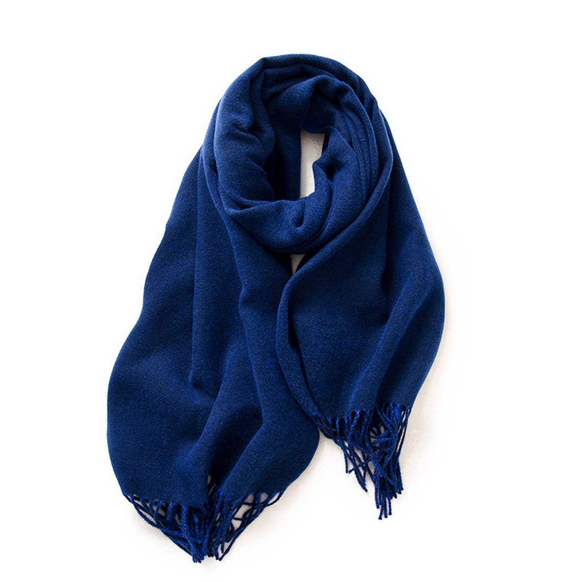 Navy Soft Faux Cashmere with Tassels