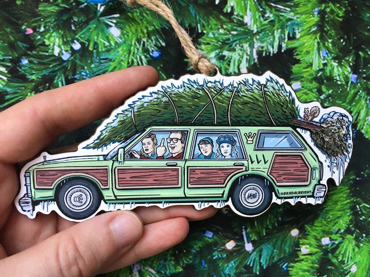 Griswold Family Vacation Car - Christmas Ornament - Hand-Drawn Wood Ornament