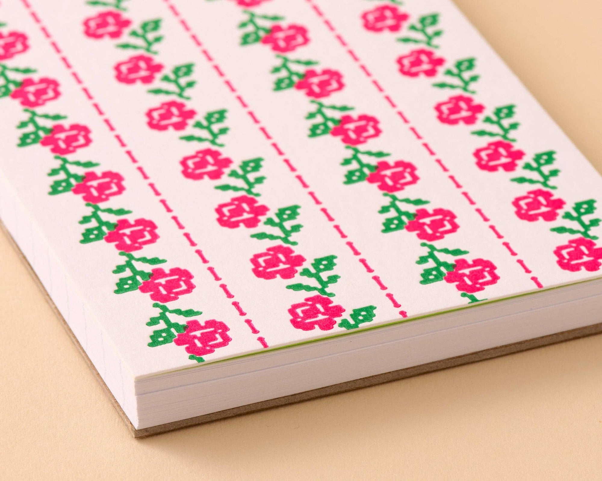 Cross-stitch Rose (Floral) Small Spiral Notebook