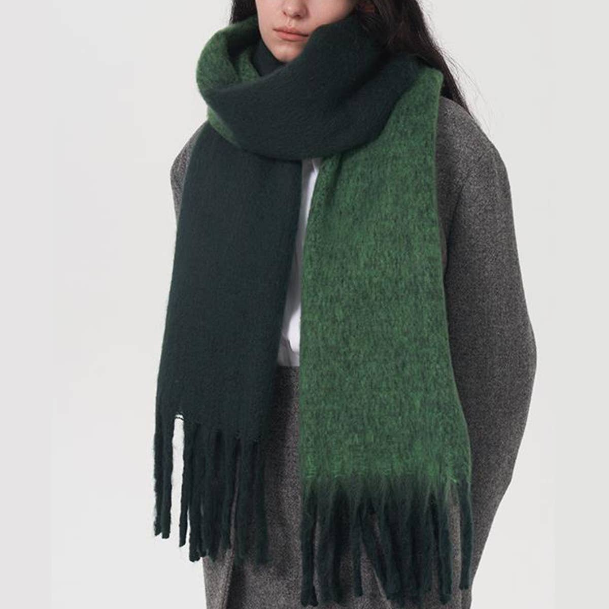 Yellow Double Color Faux Cashmere Scarf