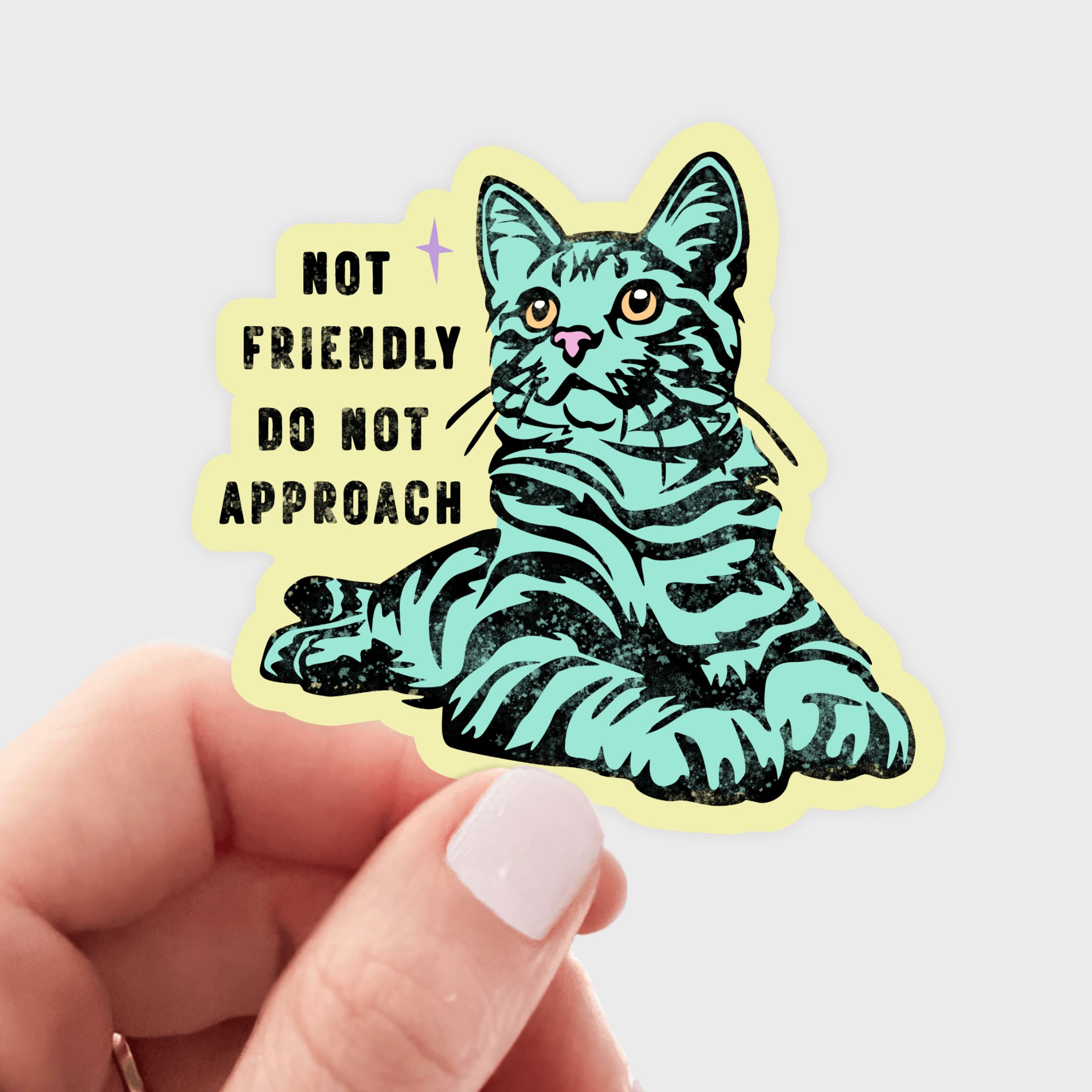 Negative Approach Sticker Not Friendly Do Not Approach Sticker - cat, kitten, kitty – Rock Paper ...