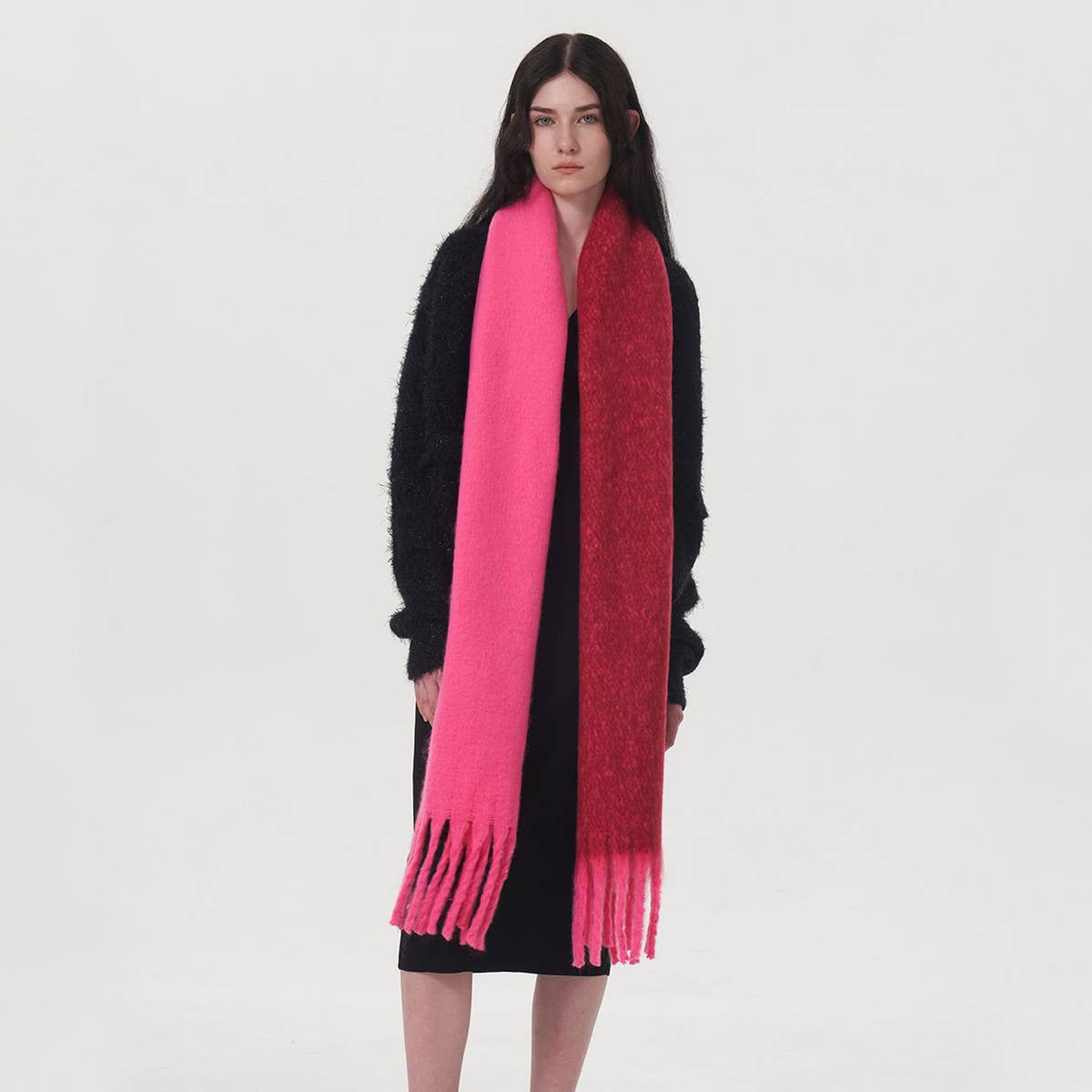 Yellow Double Color Faux Cashmere Scarf