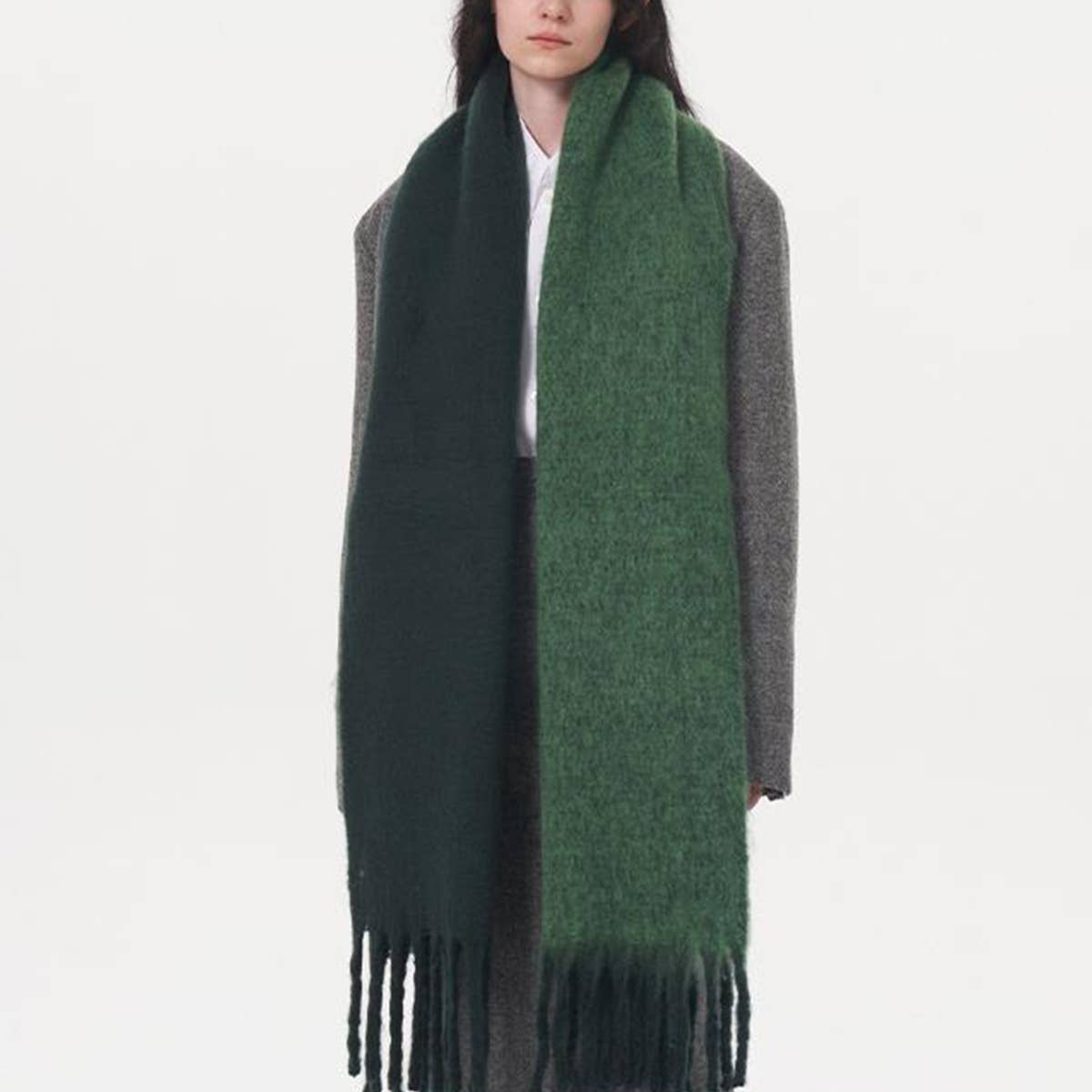 Yellow Double Color Faux Cashmere Scarf