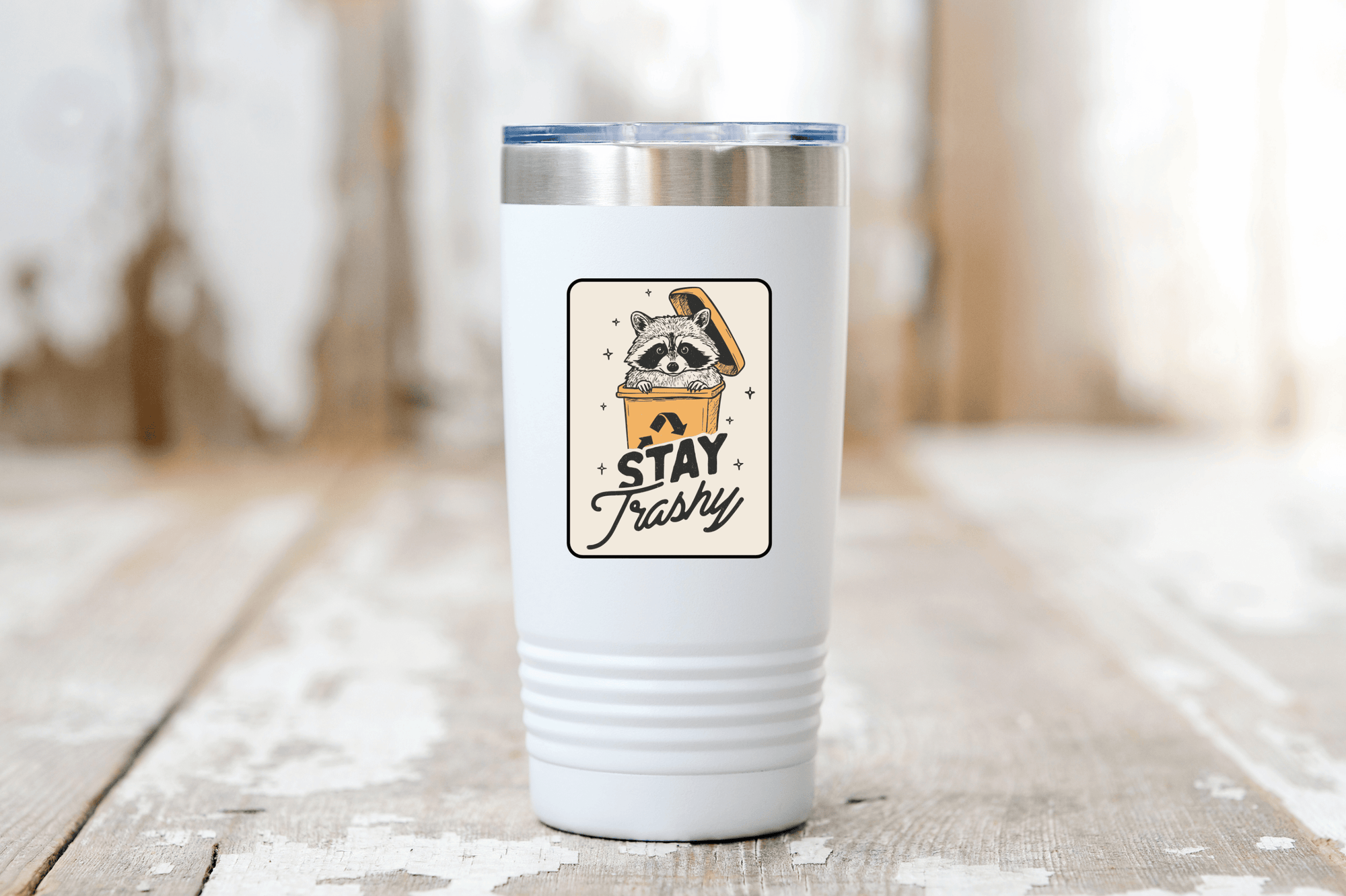 Stay Trashy Sticker - raccoon, trash panda, animal, funny