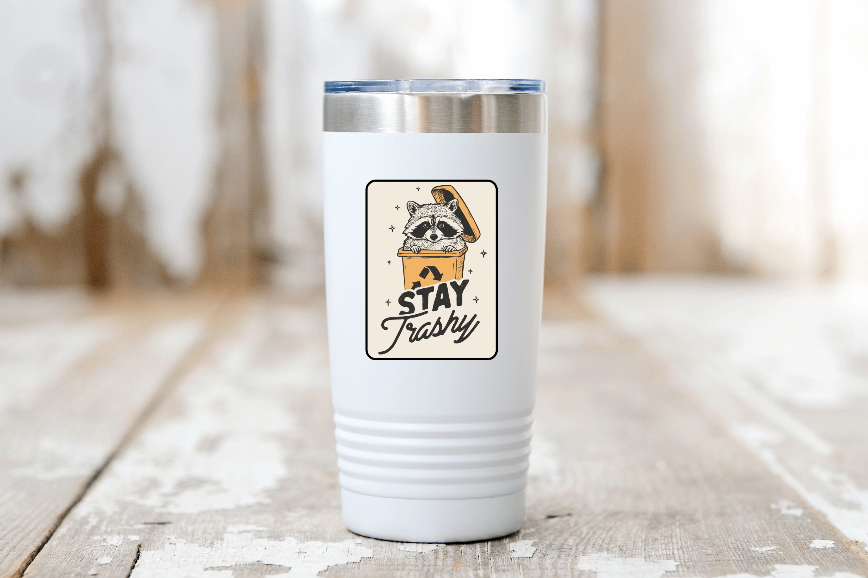 Stay Trashy Sticker - raccoon, trash panda, animal, funny