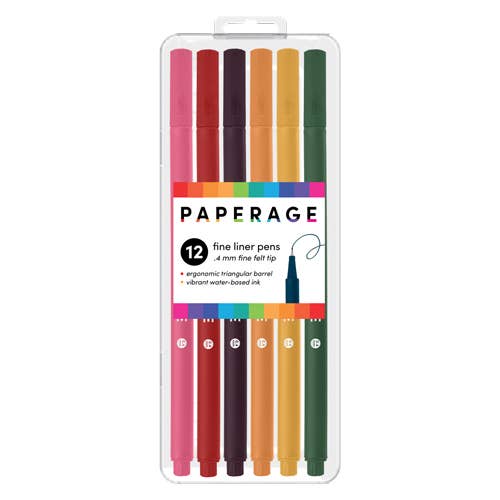 Felt Tip Fine Liner Pen Set – 12pk with Case: Black