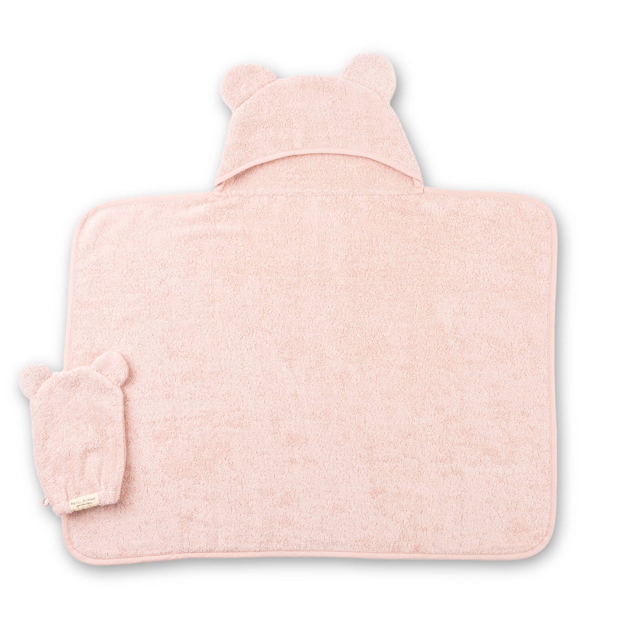 Hooded Towel + Wash Mitt Set Blush - Pink