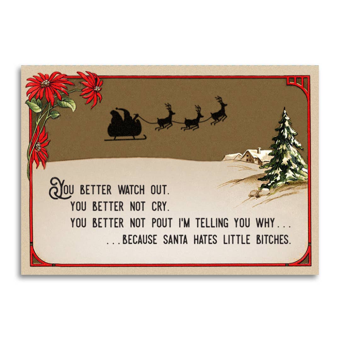 Santa Hates Little Bitches Card