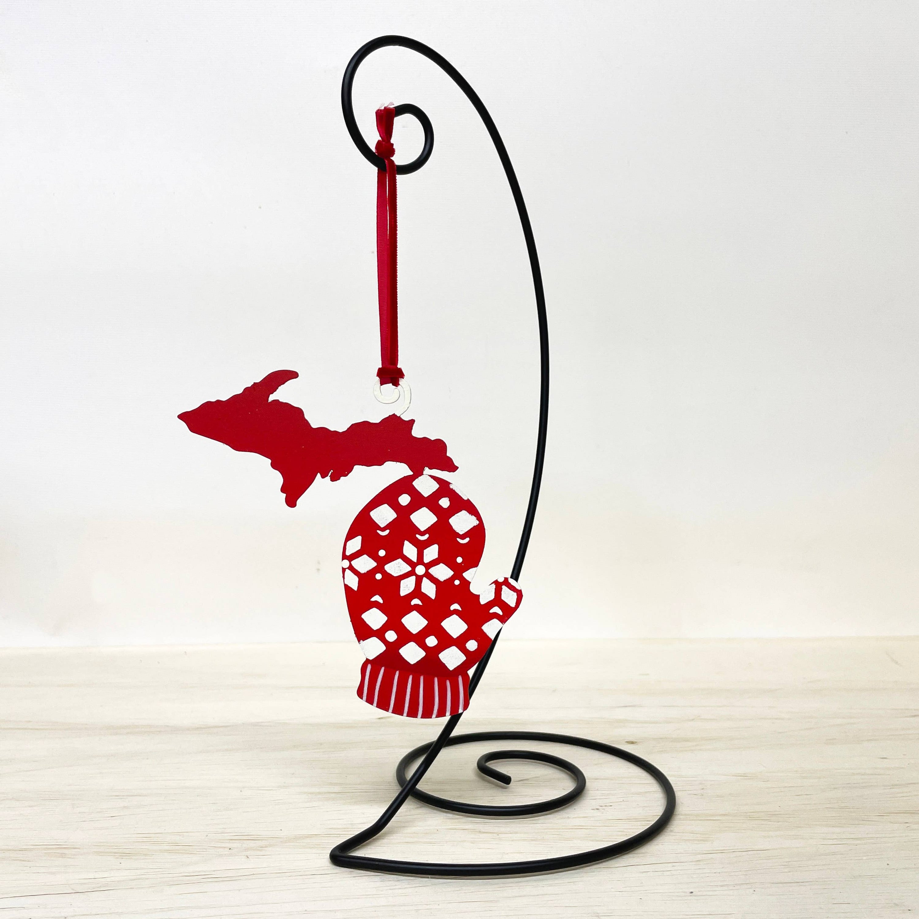 Red & White Michigan Ornament