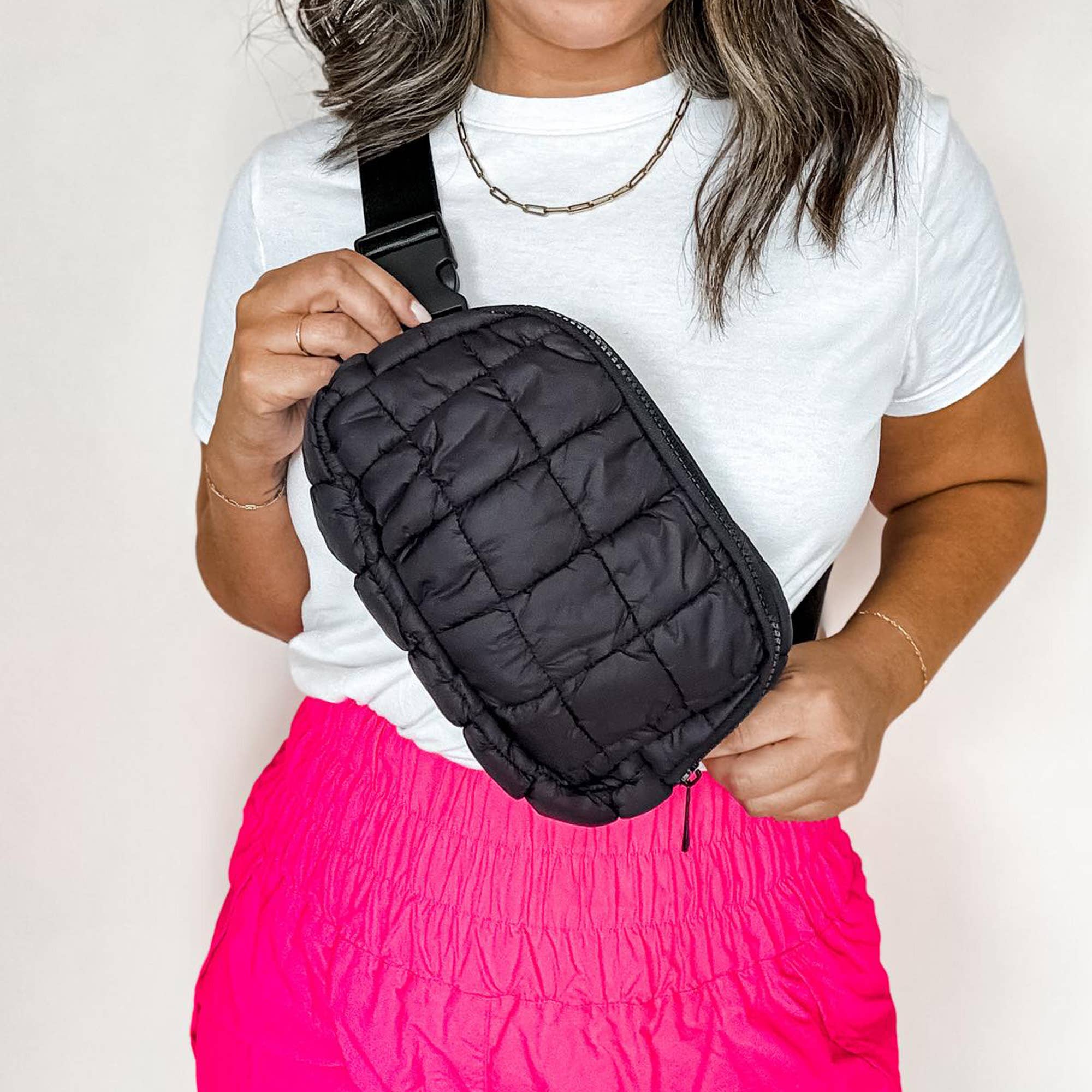 Puffy Neon Pink Belt Bag