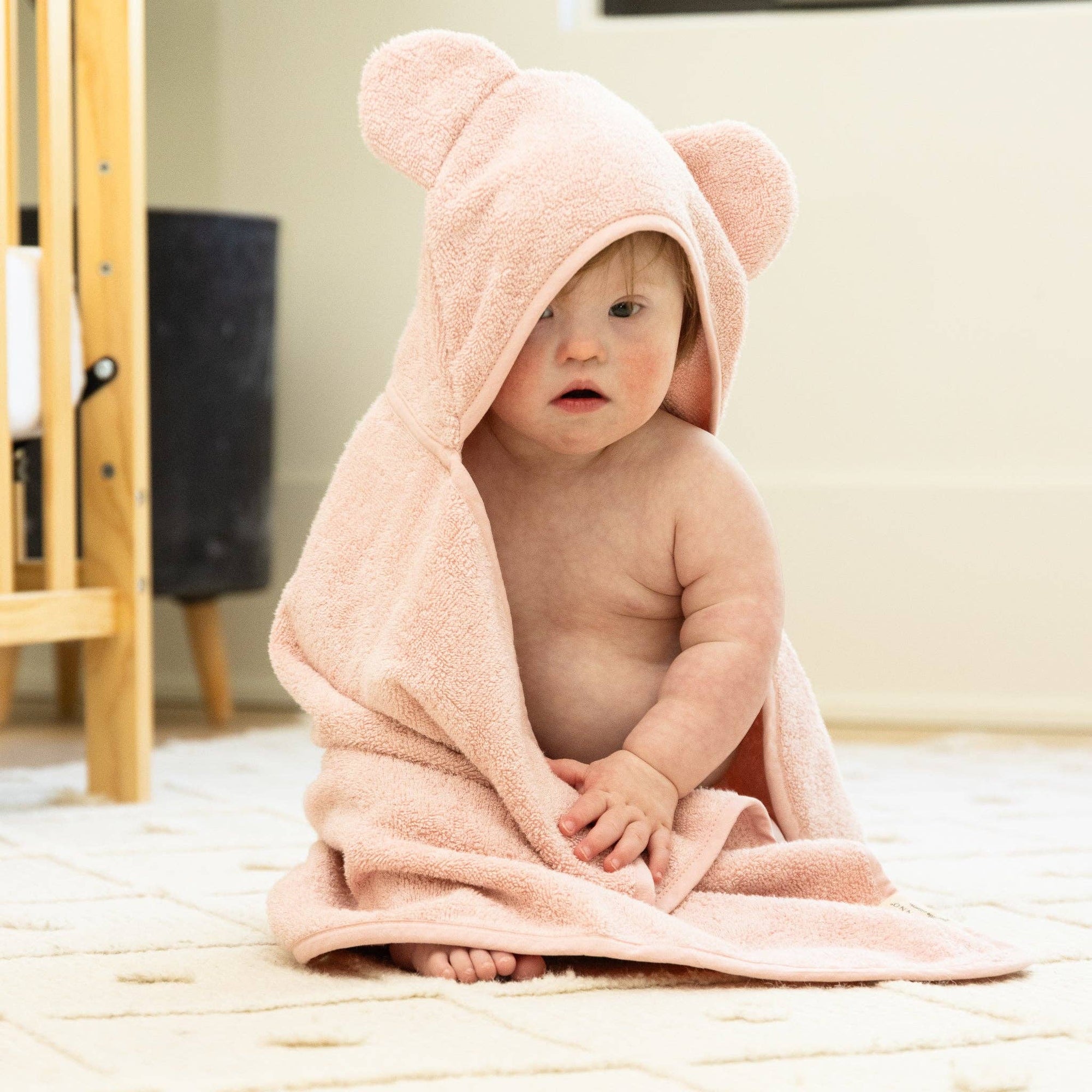 Hooded Towel + Wash Mitt Set Blush - Pink