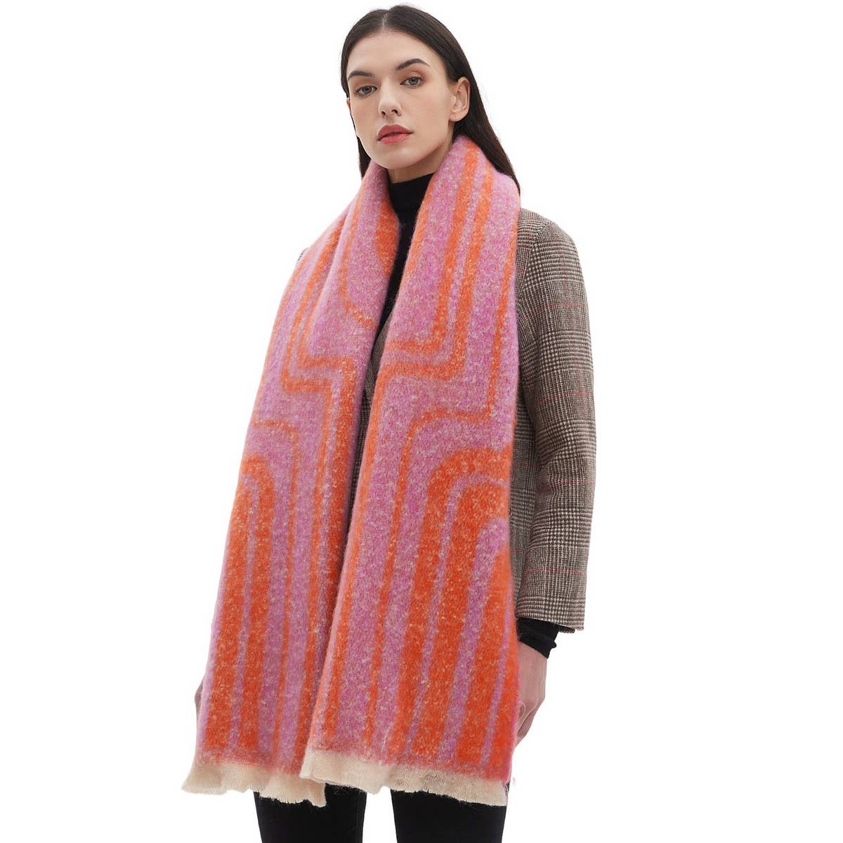 Blue Geometric Loop Scarf