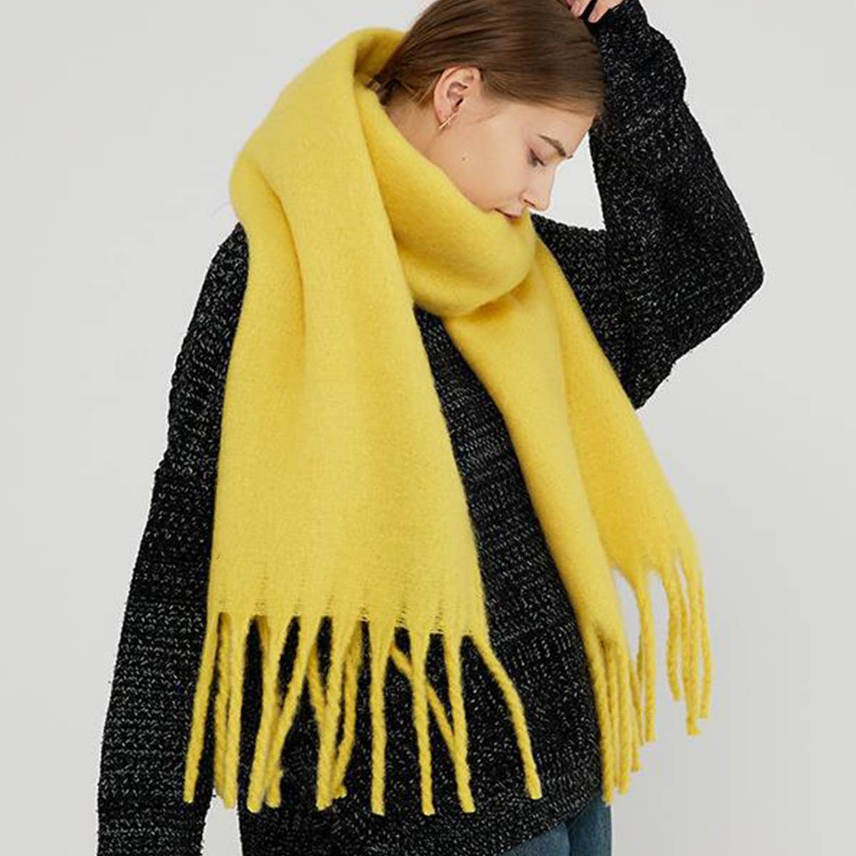 Black Soft Mohair Feel Scarf