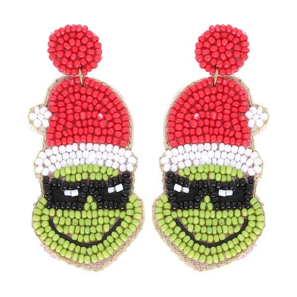 Grinch Seed Bead Earrings