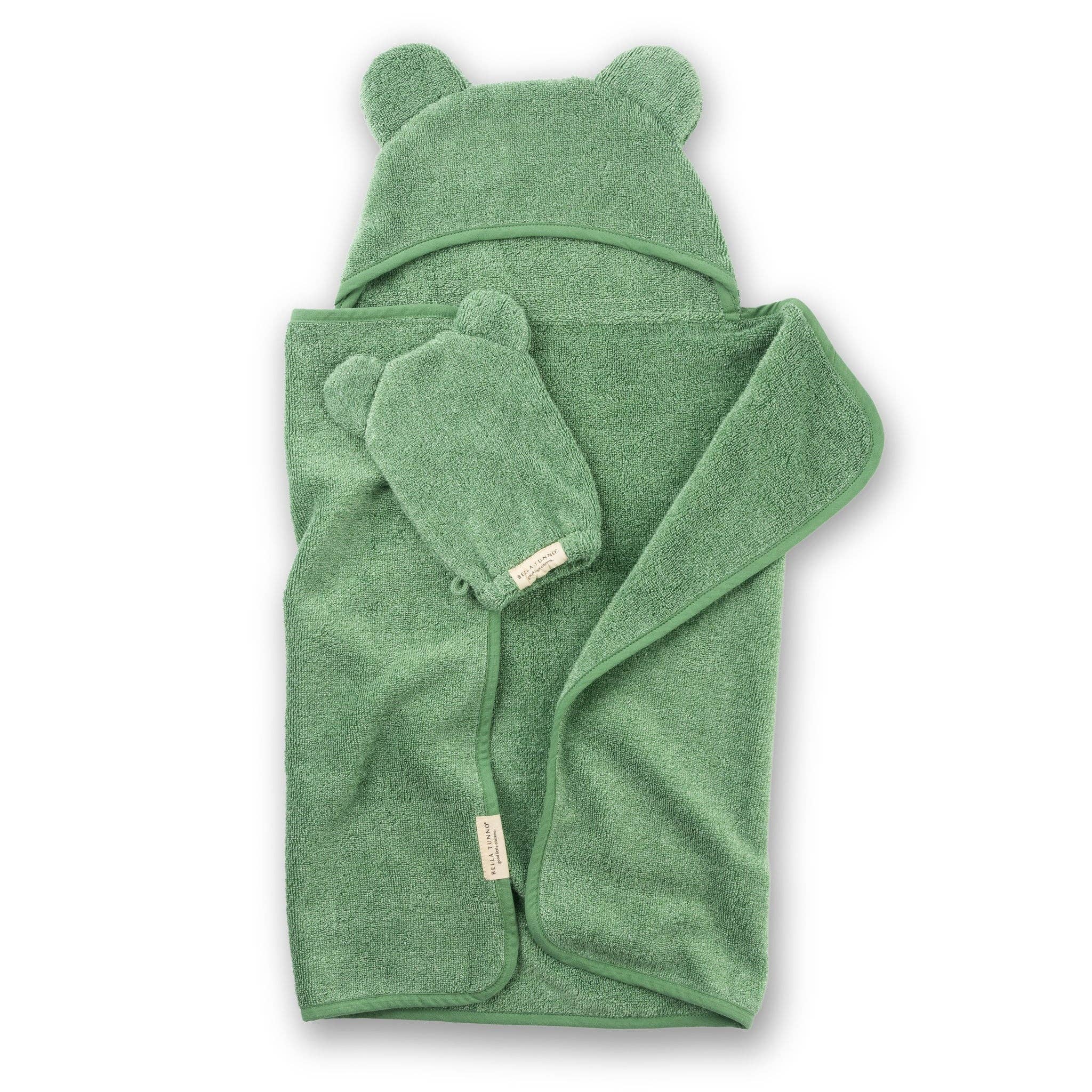 Hooded Towel + Wash Mitt Set Sea Foam - Green