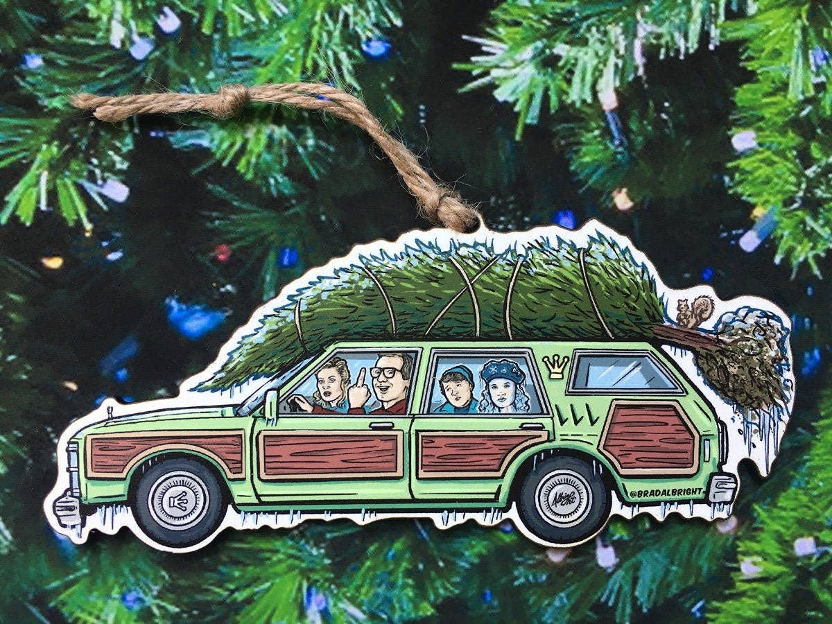 Griswold Family Vacation Car - Christmas Ornament - Hand-Drawn Wood Ornament
