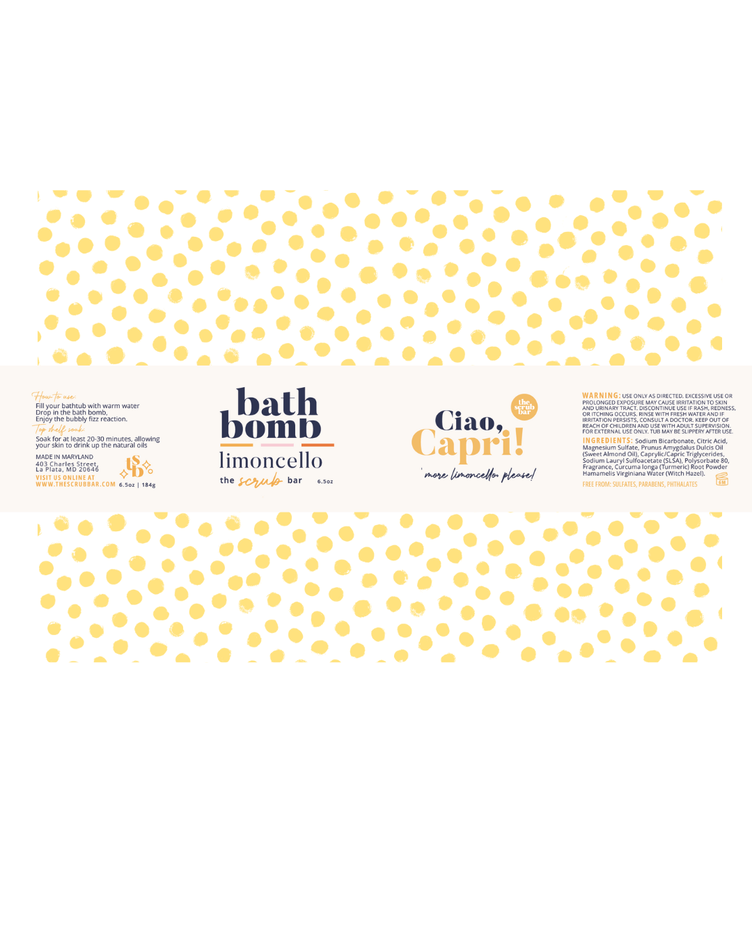 Limoncello Lemon Bath Bomb 6.5 oz