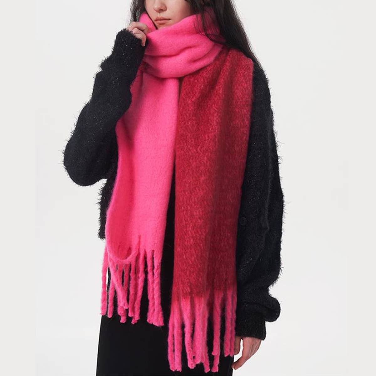 Yellow Double Color Faux Cashmere Scarf