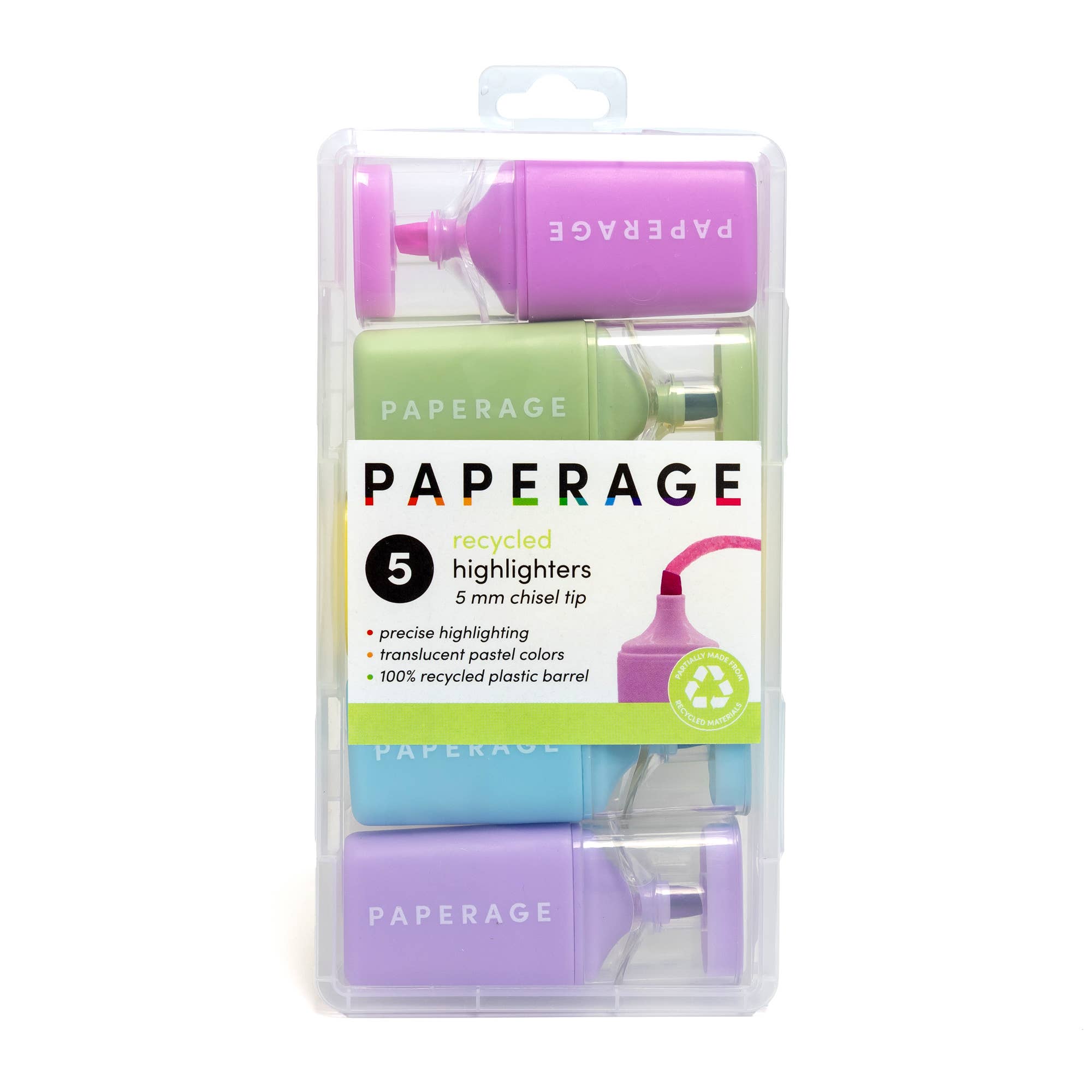 Broad Chisel Tip Mini Recycled Highlighters 5PK