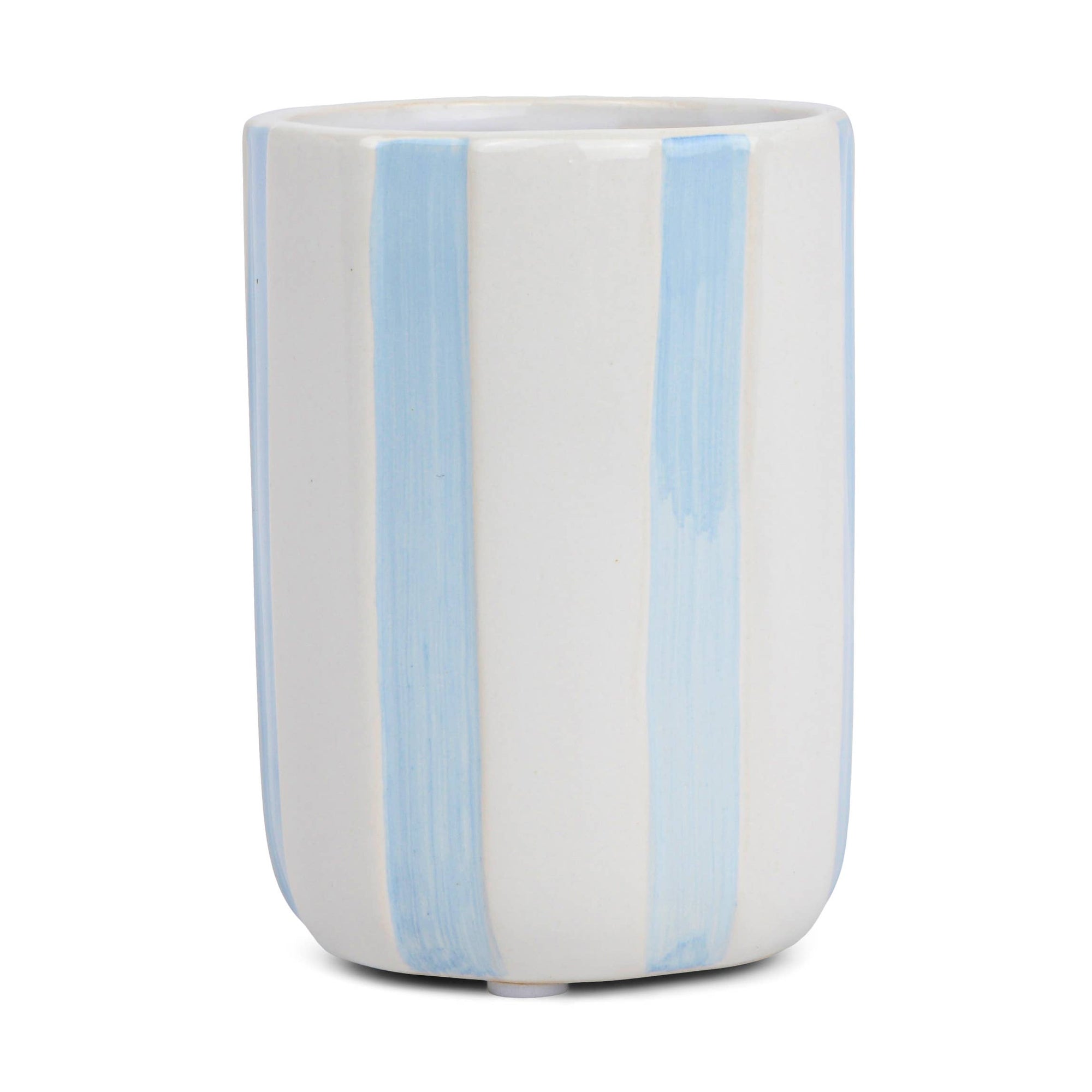 Blue Agave & Citron Striped Ceramic Candle 9 Oz