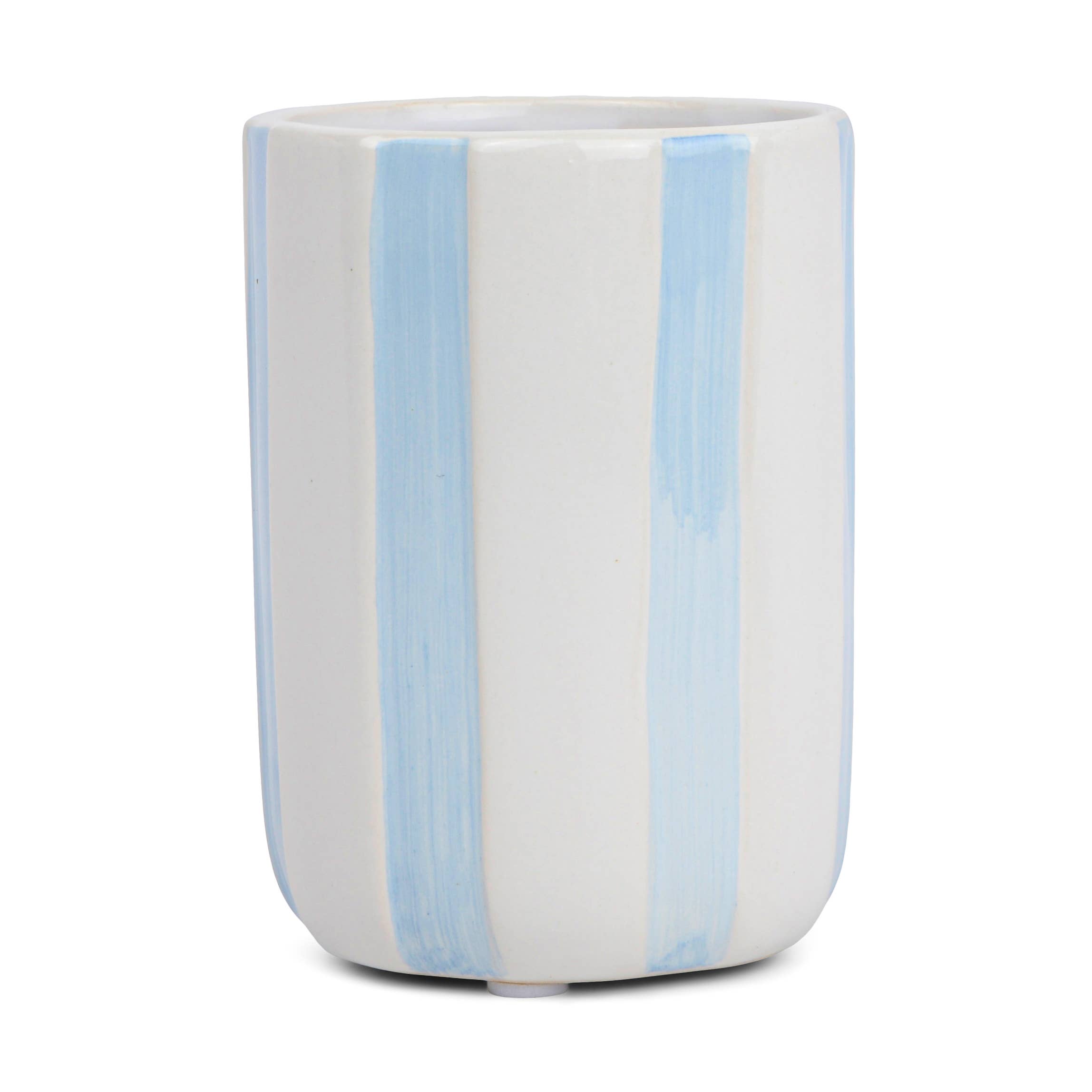 Blue Agave & Citron Striped Ceramic Candle 9 Oz