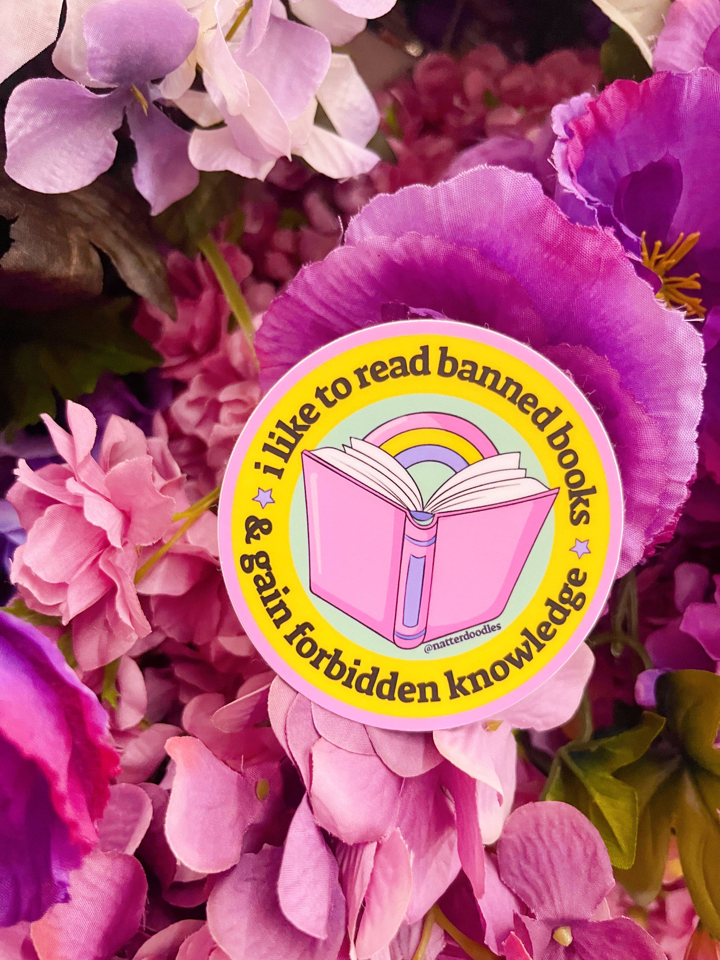 Read Banned Books & Gain Forbidden Knowledge Vinyl Sticker  - Single