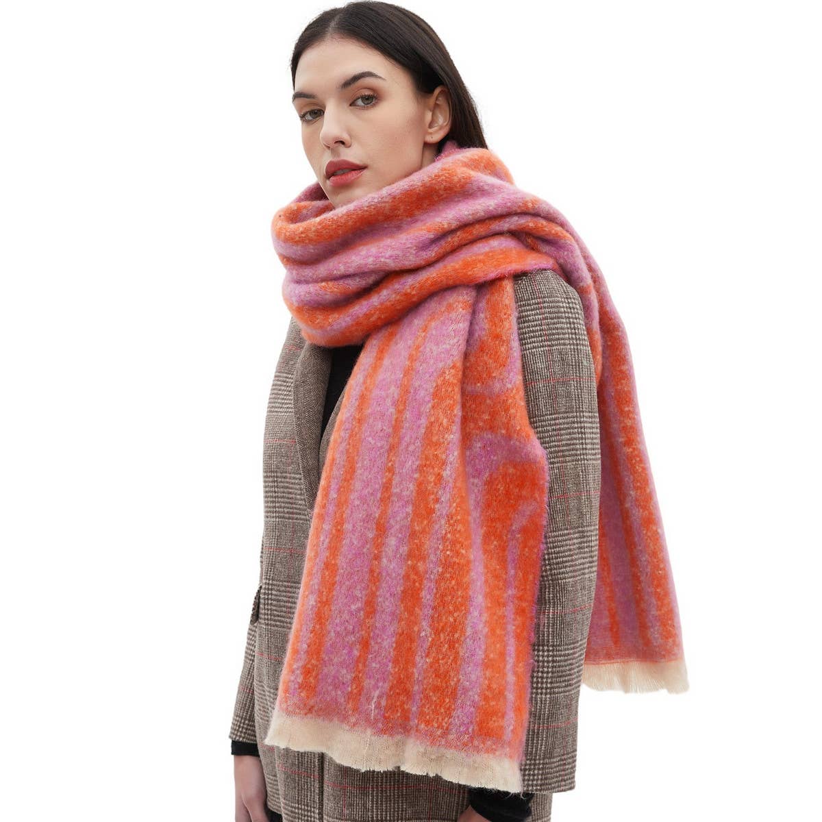 Red Geometric Loop Scarf