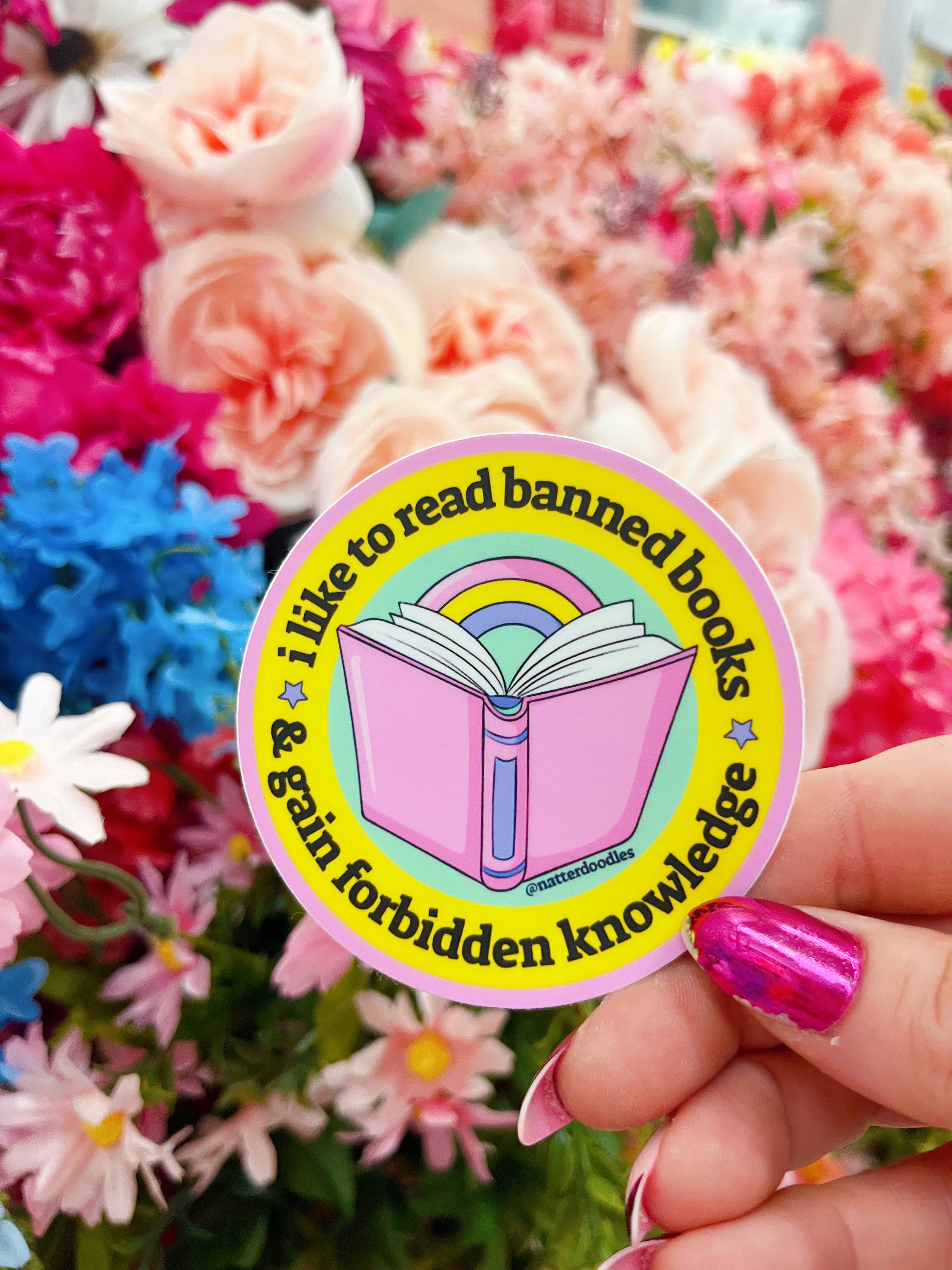 Read Banned Books & Gain Forbidden Knowledge Vinyl Sticker  - Single