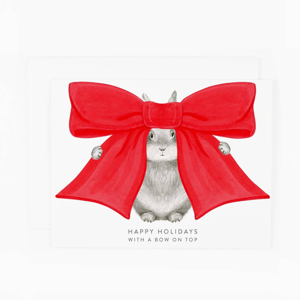 Happy Holidays with Bow on Top Card