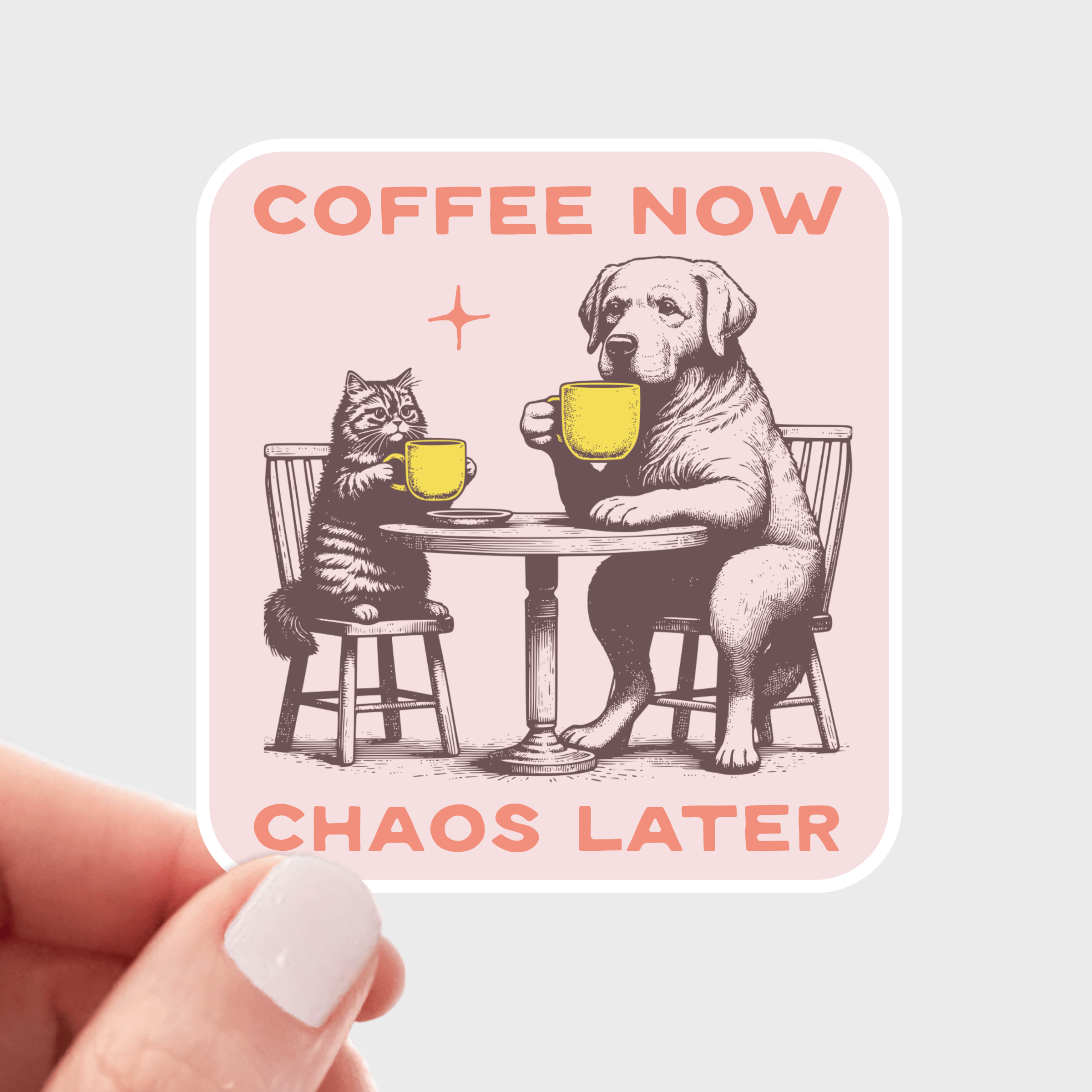 Coffee Now Chaos Later Sticker r