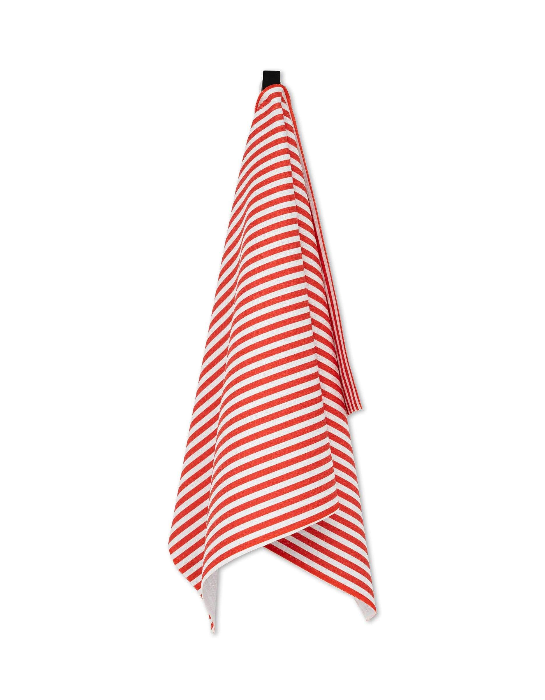 Geometry Red Stripe Tea Towel