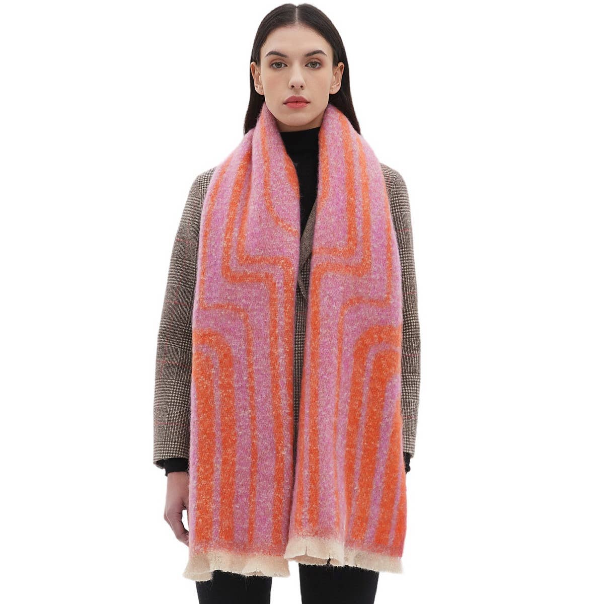 Red Geometric Loop Scarf