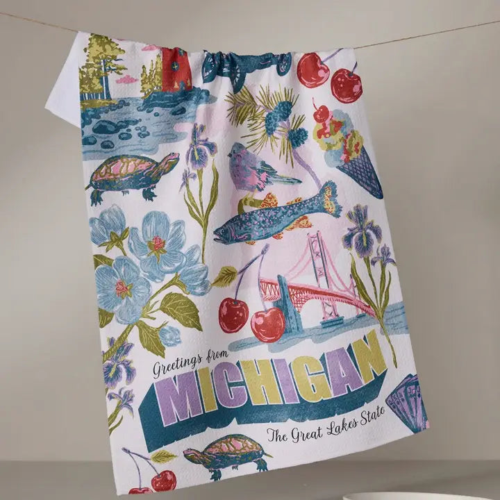 Michigan Geometry Tea Towel