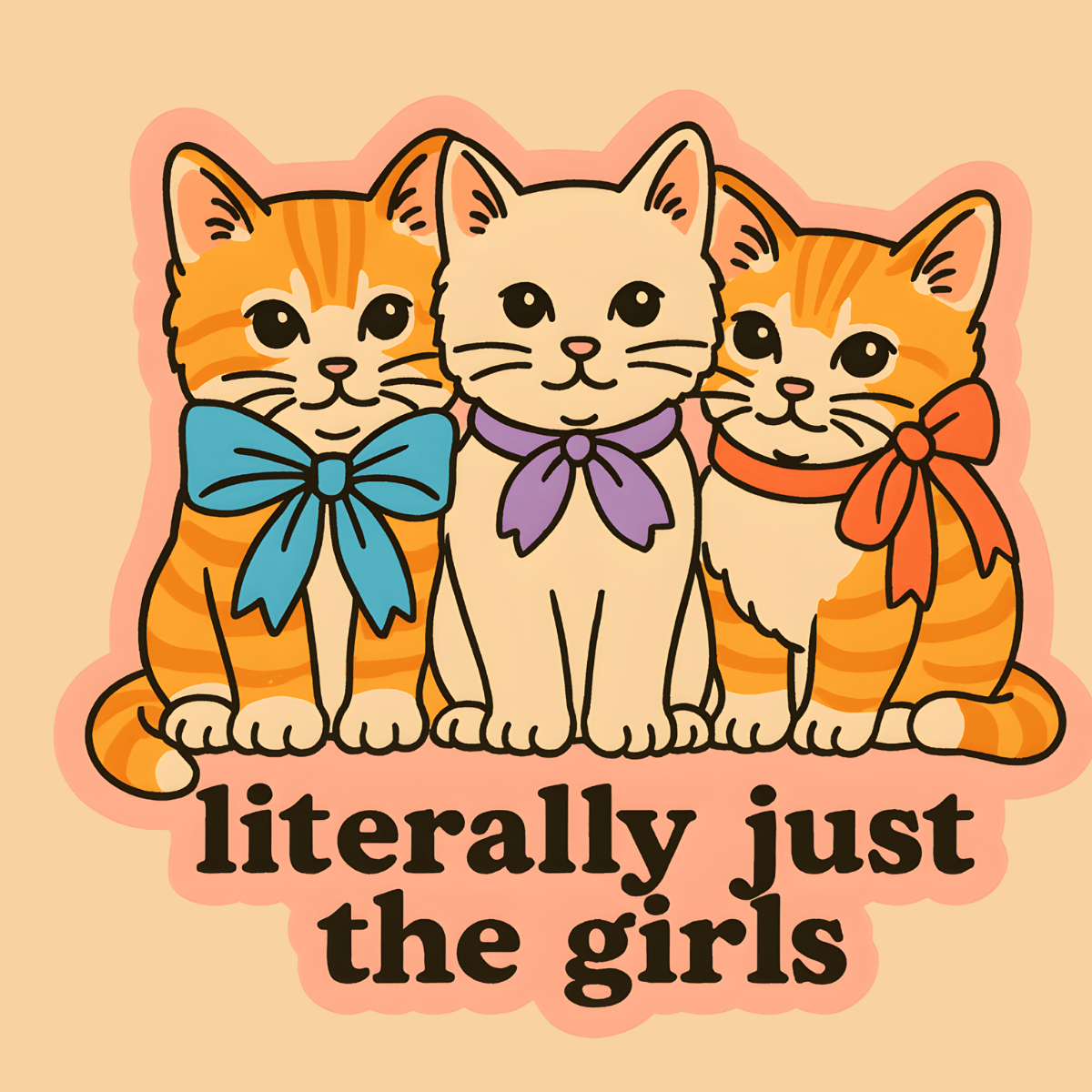 Literally Just the Girls Cute Cat Sticker