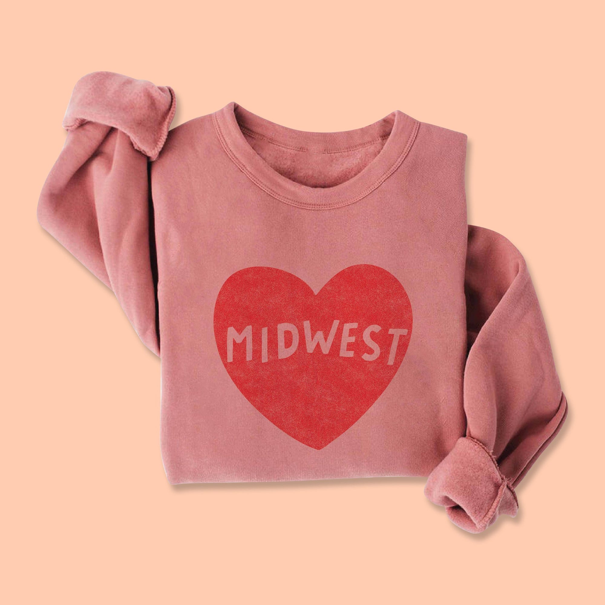 Red & Mauve Midwest Heart Sweatshirt