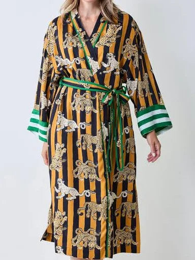 Leopard Stripes Eco Satin Robe