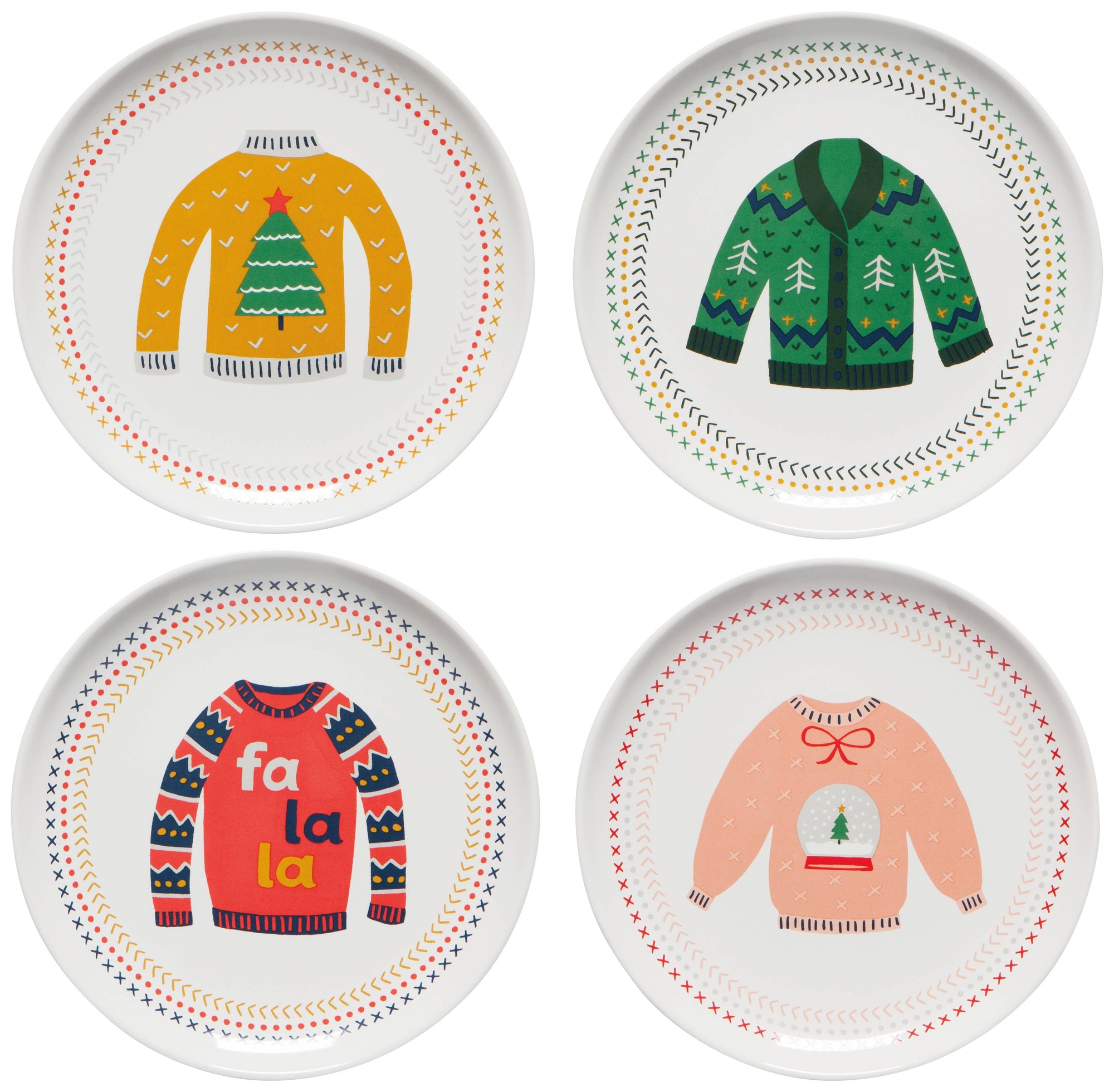 Ugly Christmas Sweater Appetizer Plates Set of 4